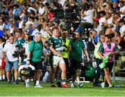 4 July 2025; Mikey Yarr of Ireland suffers an injury during the World Rugby U20 Championship 2025 Pool C match between Ireland and Italy at Stadio Luigi Zaffanella in Viadana, Italy. Photo by Massimiliano Carnabuci/Sportsfile