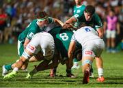 4 July 2025;Luke Murphy of Ireland is tackled by Giacomo Milano of Itly, 6, during the World Rugby U20 Championship 2025 Pool C match between Ireland and Italy at Stadio Luigi Zaffanella in Viadana, Italy. Photo by Massimiliano Carnabuci/Sportsfile