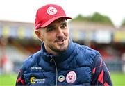 4 July 2025; Shelbourne head coach Joey O'Brien is interviewed for LOI TV before the SSE Airtricity Men's Premier Division match between Shelbourne and Cork City at Tolka Park in Dublin. Photo by Sam Barnes/Sportsfile