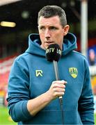4 July 2025; Cork City manager Gerard Nash is interviewed for LOI TV before the SSE Airtricity Men's Premier Division match between Shelbourne and Cork City at Tolka Park in Dublin. Photo by Sam Barnes/Sportsfile