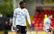 4 July 2025; Sadou Diallo of Derry City before the SSE Airtricity Men's Premier Division match between Derry City and Waterford at The Ryan McBride Brandywell Stadium in Derry. Photo by Ramsey Cardy/Sportsfile