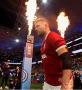 5 July 2025; British & Irish Lions captain Tadhg Beirne leads his side onto the pitch before the tour match between NSW Waratahs and the British & Irish Lions at the Allianz Stadium in Sydney, Australia. Photo by Steve Christo/Sportsfile