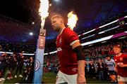 5 July 2025; British & Irish Lions captain Tadhg Beirne leads his side onto the pitch before the tour match between NSW Waratahs and the British & Irish Lions at the Allianz Stadium in Sydney, Australia. Photo by Steve Christo/Sportsfile