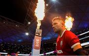 5 July 2025; British & Irish Lions captain Tadhg Beirne leads his side onto the pitch before the tour match between NSW Waratahs and the British & Irish Lions at the Allianz Stadium in Sydney, Australia. Photo by Steve Christo/Sportsfile