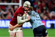 5 July 2025; Mack Hansen of British & Irish Lions is tackled by Henry O'Donnell of NSW Waratahs during the tour match between NSW Waratahs and the British & Irish Lions at the Allianz Stadium in Sydney, Australia. Photo by Steve Christo/Sportsfile