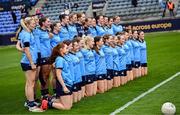 5 July 2025; Dublin players during a team photograph before the TG4 All-Ireland Ladies Football Senior Championship quarter-final match between Dublin and Cork at Parnell Park in Dublin. Photo by Seb Daly/Sportsfile