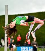 5 July 2025; Aoife O'Sullivan of Liscarroll AC, Cork, on her way to winning the U23 women high jump with a championship record of 1.81m during the 123.ie National U20 & U23 Championships at Tullamore Harriers Athletics Club in Tullamore, Offaly. Photo by Sam Barnes/Sportsfile