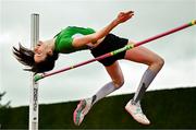 5 July 2025; Aoife O'Sullivan of Liscarroll AC, Cork, on her way to winning the U23 women high jump with a championship record of 1.81m during the 123.ie National U20 & U23 Championships at Tullamore Harriers Athletics Club in Tullamore, Offaly. Photo by Sam Barnes/Sportsfile