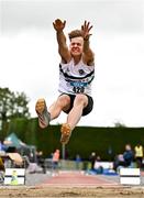 5 July 2025; Alex Jaworski of Midleton AC, Cork, competes in the U20 long jump during the 123.ie National U20 & U23 Championships at Tullamore Harriers Athletics Club in Tullamore, Offaly. Photo by Sam Barnes/Sportsfile