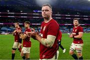 5 July 2025; British & Irish Lions player James Ryan, centre, with teammates, from left, Scott Cummings, Hugo Keenan and Joe McCarthy after the tour match between NSW Waratahs and the British & Irish Lions at the Allianz Stadium in Sydney, Australia. Photo by Steve Christo/Sportsfile
