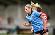 5 July 2025; Nicole Owens of Dublin celebrates after kicking a point during the TG4 All-Ireland Ladies Football Senior Championship quarter-final match between Dublin and Cork at Parnell Park in Dublin. Photo by Seb Daly/Sportsfile