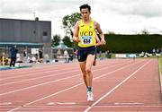 5 July 2025; Jonas Stafford of UCD AC, Dublin, on his way to winning the U23 men 3000m steeplechase during the 123.ie National U20 & U23 Championships at Tullamore Harriers Athletics Club in Tullamore, Offaly. Photo by Sam Barnes/Sportsfile