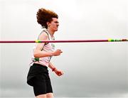 5 July 2025; Conor Penney of Craughwell AC, Galway, celebrates a clearance on his way to winning the U20 men High Jump during the 123.ie National U20 & U23 Championships at Tullamore Harriers Athletics Club in Tullamore, Offaly. Photo by Sam Barnes/Sportsfile
