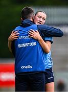 5 July 2025; Niamh Hetherton of Dublin and joint manager Derek Murray during the TG4 All-Ireland Ladies Football Senior Championship quarter-final match between Dublin and Cork at Parnell Park in Dublin. Photo by Seb Daly/Sportsfile