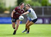 5 July 2025; Chellene Trill of Galway in action against Aoife Murray of Waterford during the TG4 All-Ireland Ladies Football Senior Championship quarter-final match between Galway and Waterford at Tuam Stadium in Galway. Photo by Piaras Ó Mídheach/Sportsfile