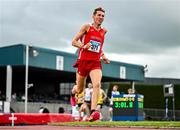 5 July 2025; Barry Conway of Ennis Track AC, Clare, competes in the U23 men 1500m during the 123.ie National U20 & U23 Championships at Tullamore Harriers Athletics Club in Tullamore, Offaly. Photo by Sam Barnes/Sportsfile
