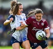 5 July 2025; Chellene Trill of Galway in action against Katie Murray of Waterford during the TG4 All-Ireland Ladies Football Senior Championship quarter-final match between Galway and Waterford at Tuam Stadium in Galway. Photo by Piaras Ó Mídheach/Sportsfile