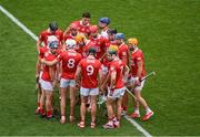 5 July 2025; Cork players before the GAA Hurling All-Ireland Senior Championship semi-final match between Cork and Dublin at Croke Park in Dublin. Photo by Stephen McCarthy/Sportsfile