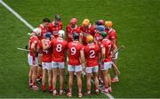 5 July 2025; Cork players before the GAA Hurling All-Ireland Senior Championship semi-final match between Cork and Dublin at Croke Park in Dublin. Photo by Stephen McCarthy/Sportsfile