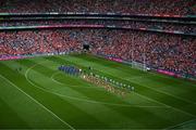 5 July 2025; A general view of Croke Park during the pre-match parade before the GAA Hurling All-Ireland Senior Championship semi-final match between Cork and Dublin at Croke Park in Dublin. Photo by Stephen McCarthy/Sportsfile