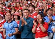 5 July 2025; Supporters during the GAA Hurling All-Ireland Senior Championship semi-final match between Cork and Dublin at Croke Park in Dublin. Photo by Ramsey Cardy/Sportsfile