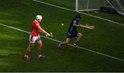5 July 2025; Tim O'Mahony of Cork scores his side's fifth goal past Dublin goalkeeper Sean Brennan during the GAA Hurling All-Ireland Senior Championship semi-final match between Cork and Dublin at Croke Park in Dublin. Photo by Stephen McCarthy/Sportsfile