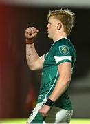 5 July 2025; Tommy O’Brien of Ireland celebrates after scoring his side's first try during the International Rugby Test match between Georgia and Ireland at at Mikheil Meskhi Stadium in Tbilisi, Georgia. Photo by Brendan Moran/Sportsfile