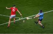 5 July 2025; Cian O'Sullivan of Dublin shoots to score his side's second goal during the GAA Hurling All-Ireland Senior Championship semi-final match between Cork and Dublin at Croke Park in Dublin. Photo by Stephen McCarthy/Sportsfile