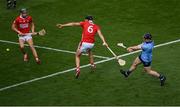 5 July 2025; Cian O'Sullivan of Dublin shoots to score his side's second goal during the GAA Hurling All-Ireland Senior Championship semi-final match between Cork and Dublin at Croke Park in Dublin. Photo by Stephen McCarthy/Sportsfile
