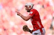5 July 2025; Tim O'Mahony of Cork celebrates after scoring his side's sixth goal during the GAA Hurling All-Ireland Senior Championship semi-final match between Cork and Dublin at Croke Park in Dublin. Photo by Ramsey Cardy/Sportsfile