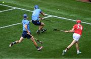 5 July 2025; Alan Connolly of Cork shoots to score his side's seventh goal during the GAA Hurling All-Ireland Senior Championship semi-final match between Cork and Dublin at Croke Park in Dublin. Photo by Stephen McCarthy/Sportsfile