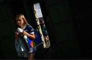 5 July 2025; A young Kildare supporter enters the stadium before the TG4 All-Ireland Ladies Football Senior Championship quarter-final match between Kerry and Kildare at Austin Stack Park in Tralee, Kerry. Photo by Tyler Miller/Sportsfile