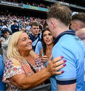 5 July 2025; Conor Burke of Dublin is concoled by his mother, Jackie, after the GAA Hurling All-Ireland Senior Championship semi-final match between Cork and Dublin at Croke Park in Dublin. Photo by Ray McManus/Sportsfile