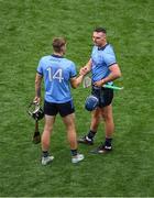 5 July 2025; Ronan Hayes, left, and John Hetherton of Dublin after the GAA Hurling All-Ireland Senior Championship semi-final match between Cork and Dublin at Croke Park in Dublin. Photo by Stephen McCarthy/Sportsfile