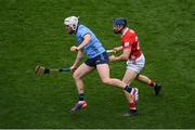 5 July 2025; Conor Donohoe of Dublin in action against Conor Lehane of Cork during the GAA Hurling All-Ireland Senior Championship semi-final match between Cork and Dublin at Croke Park in Dublin. Photo by Stephen McCarthy/Sportsfile