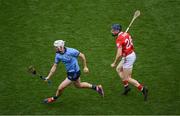 5 July 2025; Conor Donohoe of Dublin in action against Conor Lehane of Cork during the GAA Hurling All-Ireland Senior Championship semi-final match between Cork and Dublin at Croke Park in Dublin. Photo by Stephen McCarthy/Sportsfile