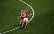 5 July 2025; Brian Hayes of Cork in action against Paddy Smyth of Dublin during the GAA Hurling All-Ireland Senior Championship semi-final match between Cork and Dublin at Croke Park in Dublin. Photo by Stephen McCarthy/Sportsfile