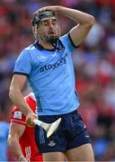 5 July 2025; Ronan Hayes of Dublin reacts to a missed chance  during the GAA Hurling All-Ireland Senior Championship semi-final match between Cork and Dublin at Croke Park in Dublin. Photo by Ray McManus/Sportsfile