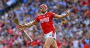 5 July 2025; Brian Hayes of Cork celebrates scoring his side's 4th goal, in the 32nd minute, during the GAA Hurling All-Ireland Senior Championship semi-final match between Cork and Dublin at Croke Park in Dublin. Photo by Ray McManus/Sportsfile