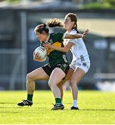 5 July 2025; Anna Galvin of Kerry in action against Alannah Prizeman of Kildare during the TG4 All-Ireland Ladies Football Senior Championship quarter-final match between Kerry and Kildare at Austin Stack Park in Tralee, Kerry. Photo by Tyler Miller/Sportsfile