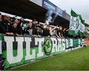 5 July 2025; Shamrock Rovers supporters before the SSE Airtricity Men's Premier Division match between Sligo Rovers and Shamrock Rovers at The Showgrounds in Sligo. Photo by Thomas Flinkow/Sportsfile