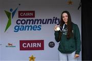 5 July 2025; Hannah Cassidy from Kells Co Meath who won Gold in the under-16 50m Backstroke during day one of the Cairn Community Games National Swimming, Quiz, Chess, Draughts and Gymnastics Finals 2025 at The Watershed in Kilkenny. Photo by Matt Browne/Sportsfile