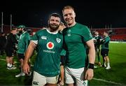 5 July 2025; Michael Milne, left, and Ciaran Frawley of Ireland after the International Rugby Test match between Georgia and Ireland at at Mikheil Meskhi Stadium in Tbilisi, Georgia. Photo by Brendan Moran/Sportsfile