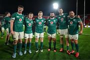 5 July 2025; Ireland players after making their debuts, from left, Darragh Murray, Ben Murphy, Tommy O’Brien, Michael Milne, Tom Ahern and Jack Aungier after the International Rugby Test match between Georgia and Ireland at at Mikheil Meskhi Stadium in Tbilisi, Georgia. Photo by Brendan Moran/Sportsfile