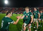 5 July 2025; Ireland captain Craig Casey, left, and teammate Tommy O’Brien celebrate after the International Rugby Test match between Georgia and Ireland at at Mikheil Meskhi Stadium in Tbilisi, Georgia. Photo by Brendan Moran/Sportsfile