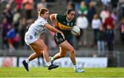 5 July 2025; Danielle O'Leary of Kerry in action against Mia Doherty of Kildare during the TG4 All-Ireland Ladies Football Senior Championship quarter-final match between Kerry and Kildare at Austin Stack Park in Tralee, Kerry. Photo by Tyler Miller/Sportsfile