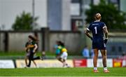 5 July 2025; Kildare goalkeeper Mary Hulgraine watches on as supporters run onto the pitch after a confusion with the end of the match during the TG4 All-Ireland Ladies Football Senior Championship quarter-final match between Kerry and Kildare at Austin Stack Park in Tralee, Kerry. Photo by Tyler Miller/Sportsfile