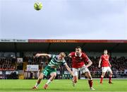5 July 2025; Michael Noonan of Shamrock Rovers in action against Patrick McClean of Sligo Rovers during the SSE Airtricity Men's Premier Division match between Sligo Rovers and Shamrock Rovers at The Showgrounds in Sligo. Photo by Thomas Flinkow/Sportsfile