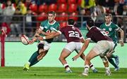 5 July 2025; Jack Crowley of Ireland in action against Tornike Kakhoidzeof Georgia during the International Rugby Test match between Georgia and Ireland at at Mikheil Meskhi Stadium in Tbilisi, Georgia. Photo by Brendan Moran/Sportsfile