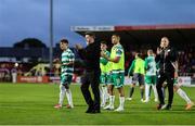 5 July 2025; Shamrock Rovers manager Stephen Bradley applauds supporters after the drawn SSE Airtricity Men's Premier Division match between Sligo Rovers and Shamrock Rovers at The Showgrounds in Sligo. Photo by Thomas Flinkow/Sportsfile